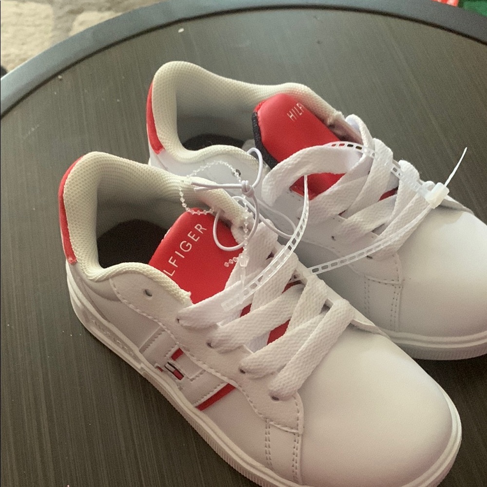 Tommy Hilfiger Kids' White and Red Sneakers